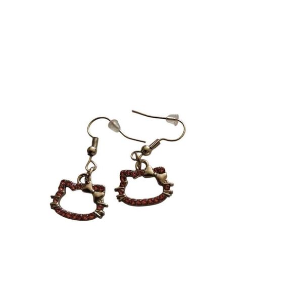 Silver Hello Kitty Crystal Earrings - Picture 1 of 2